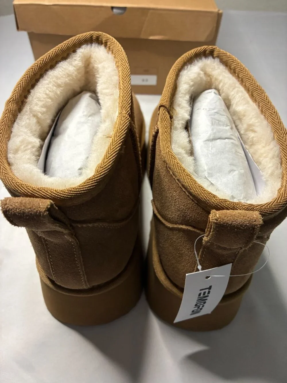 Fur Lined New Heights Chestnut Suede Platform Boots Womens Sz 8.5 Snow Fall